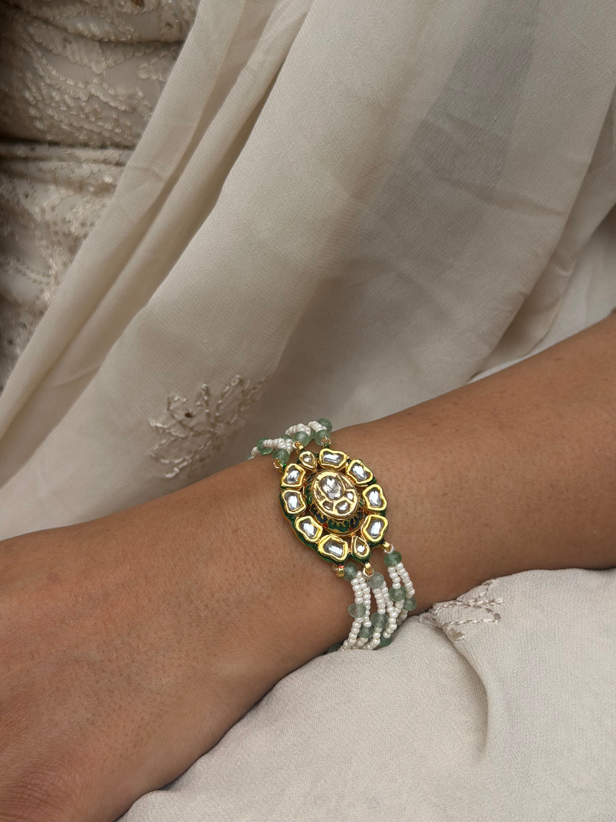 Sahara Green Kundan Bracelet