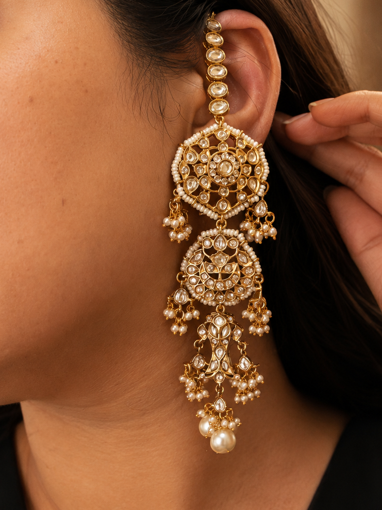 Ananta Magar Jodi White Chaandbaali Earrings