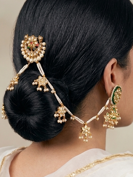 Afra Kundan Ear Chain