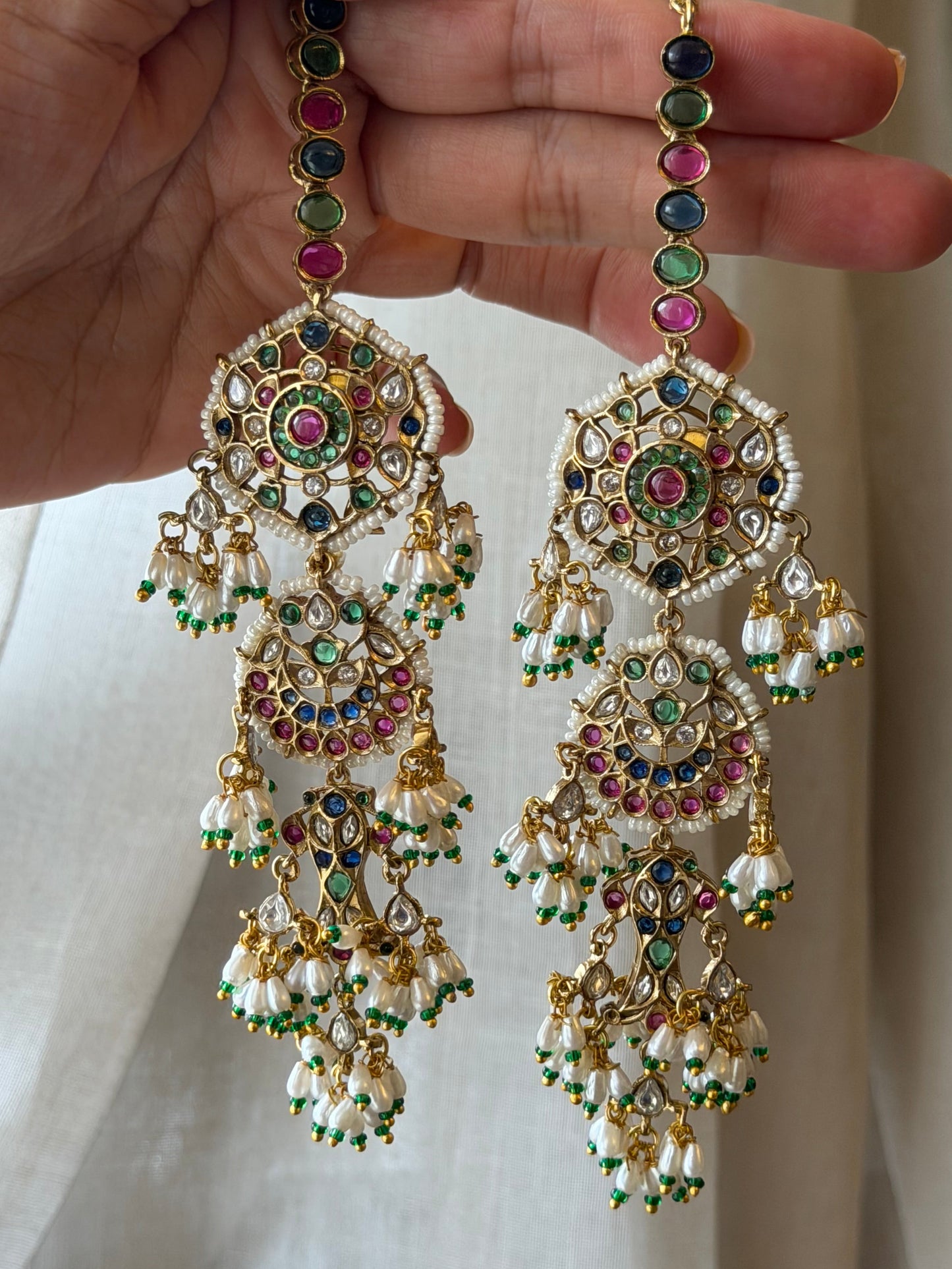 Magar Jodi Multicolour Chaandbaali Real Gold Look Earring