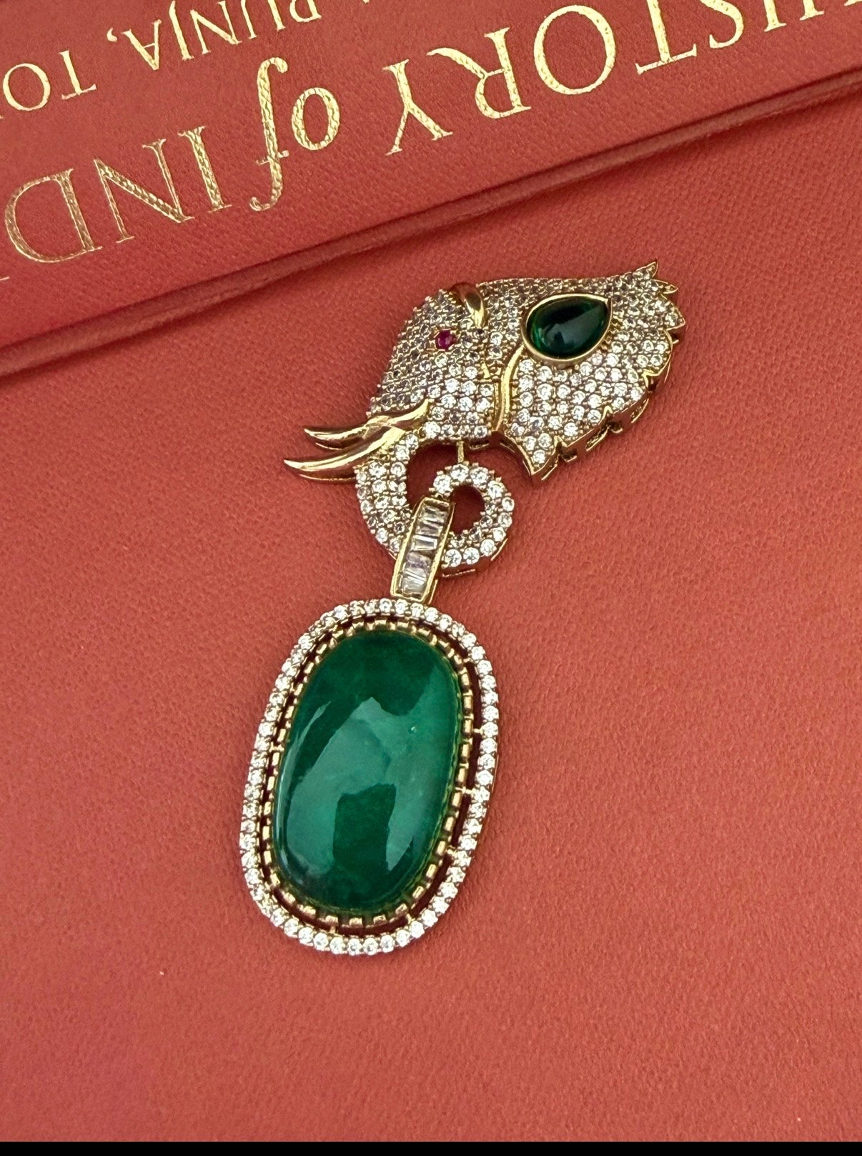 Green Elephant Brooch