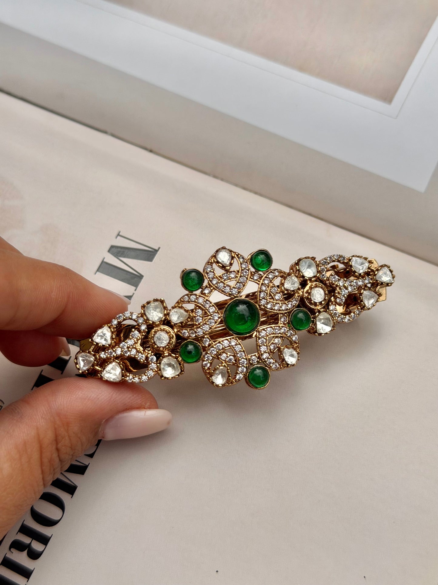 Saleh Green Kundan Festive Hairclip