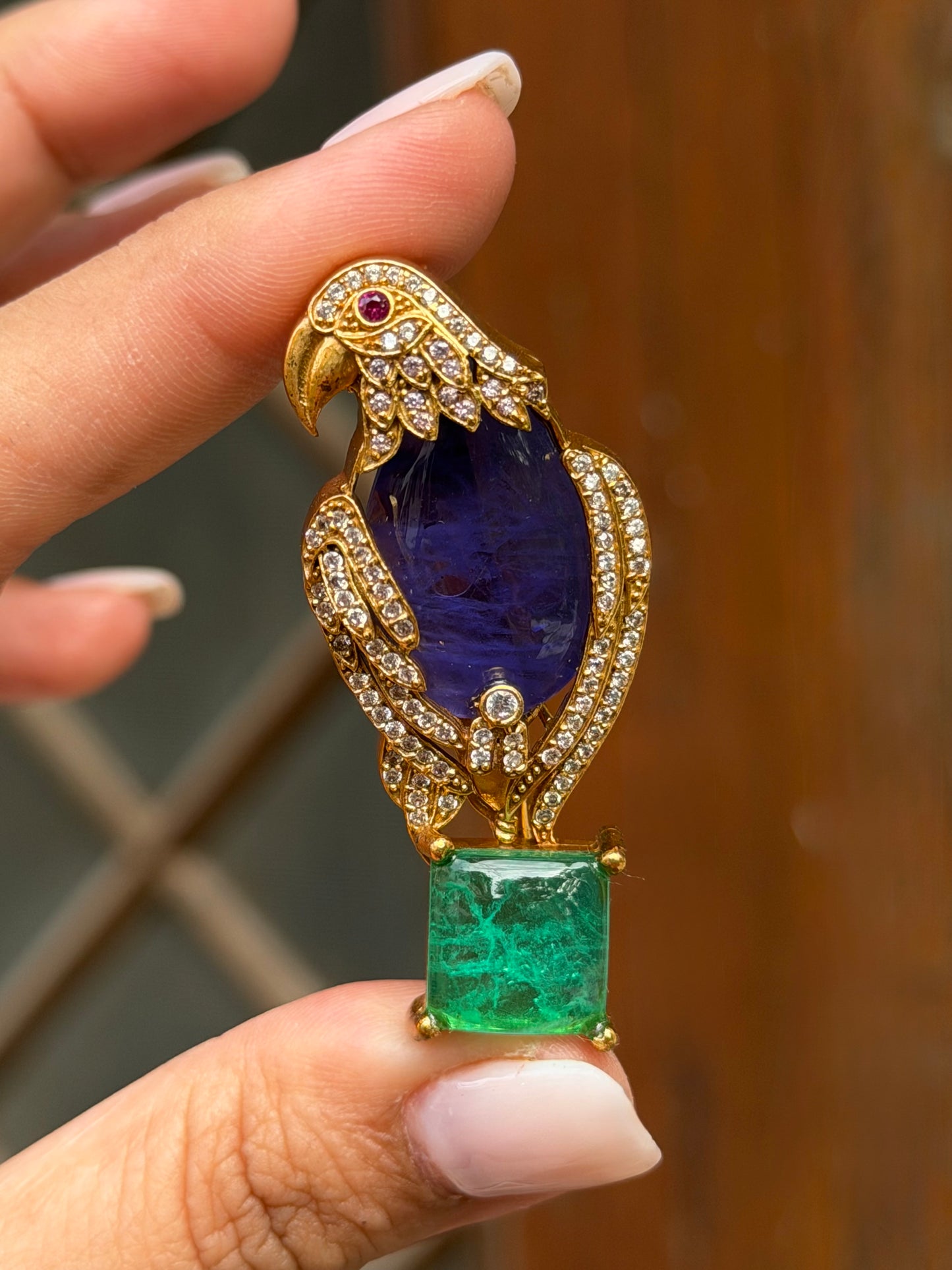 Bagga Eagle Blue Green Zircon Brooch