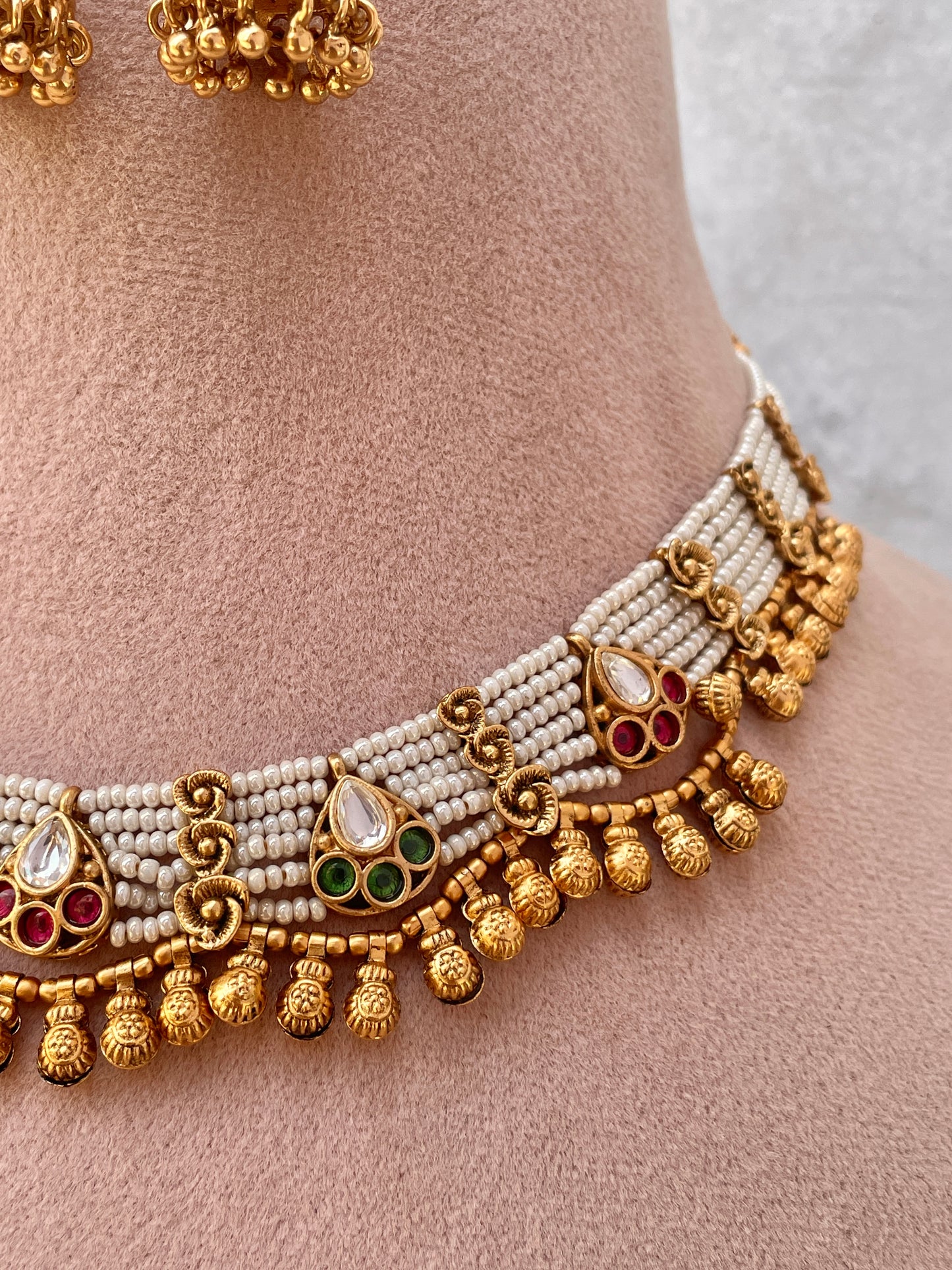 Prerna Antique Pearl Necklace Set