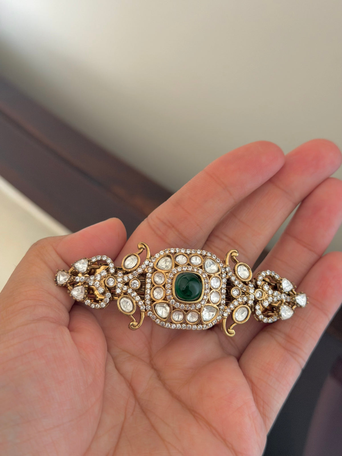 Rohza Polki Green Hair Clip