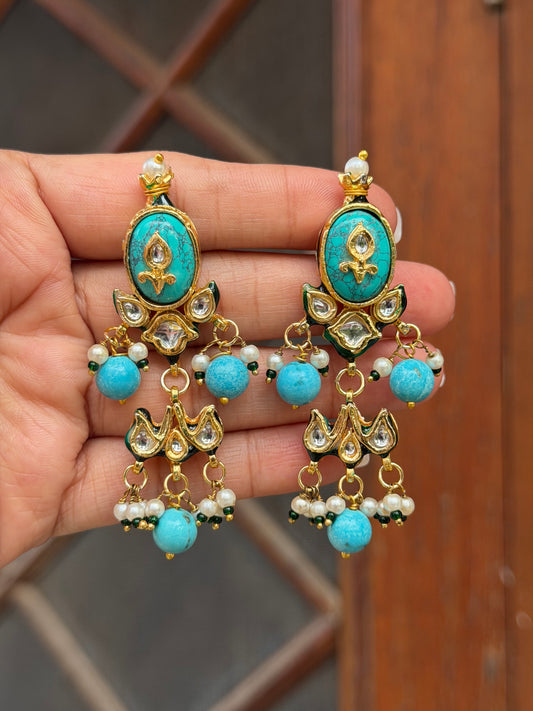 Aasma Kundan Turquoise Earrings