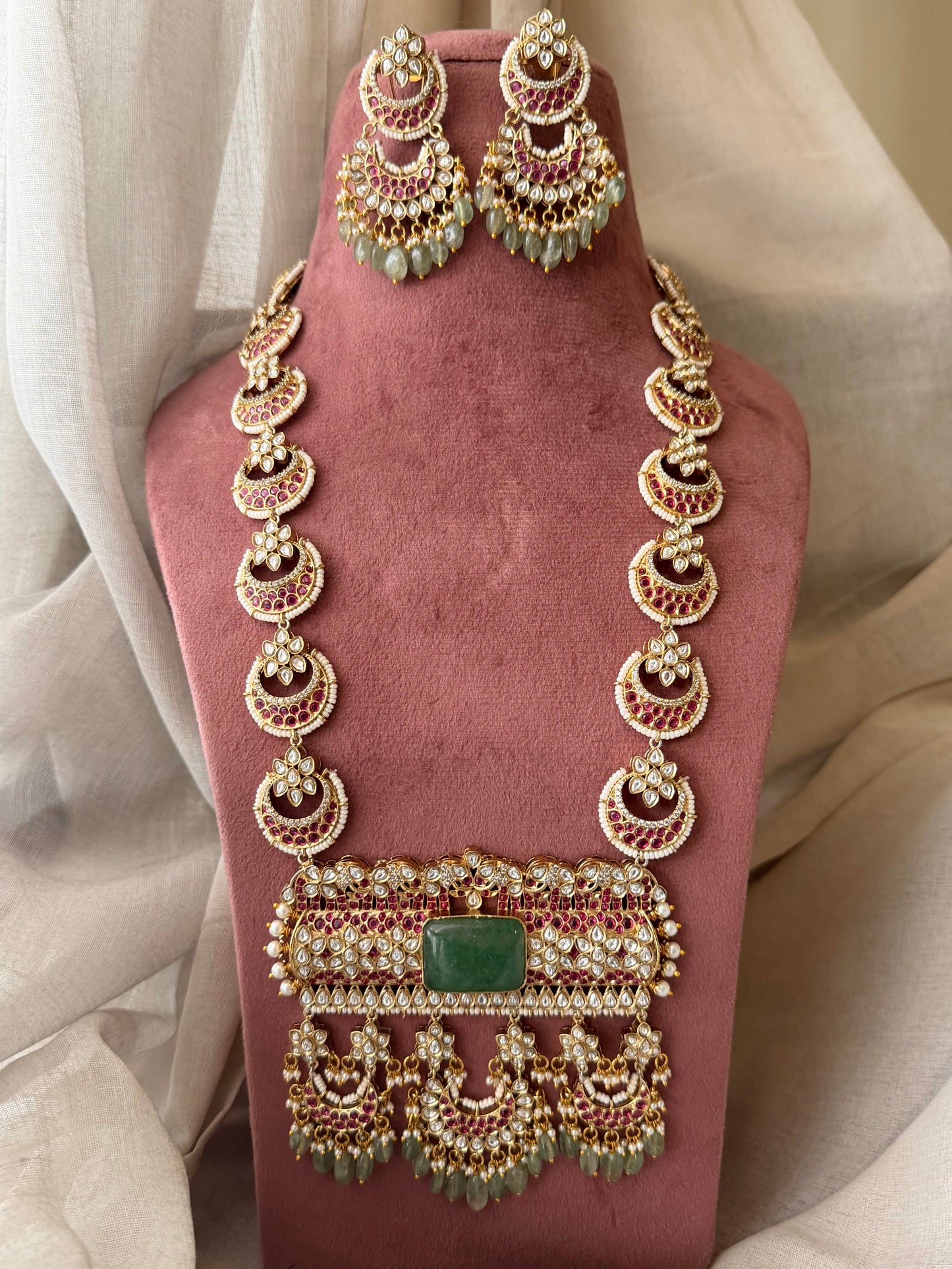 Samidha Long Bridal Necklace Traditional South Indian Design Set