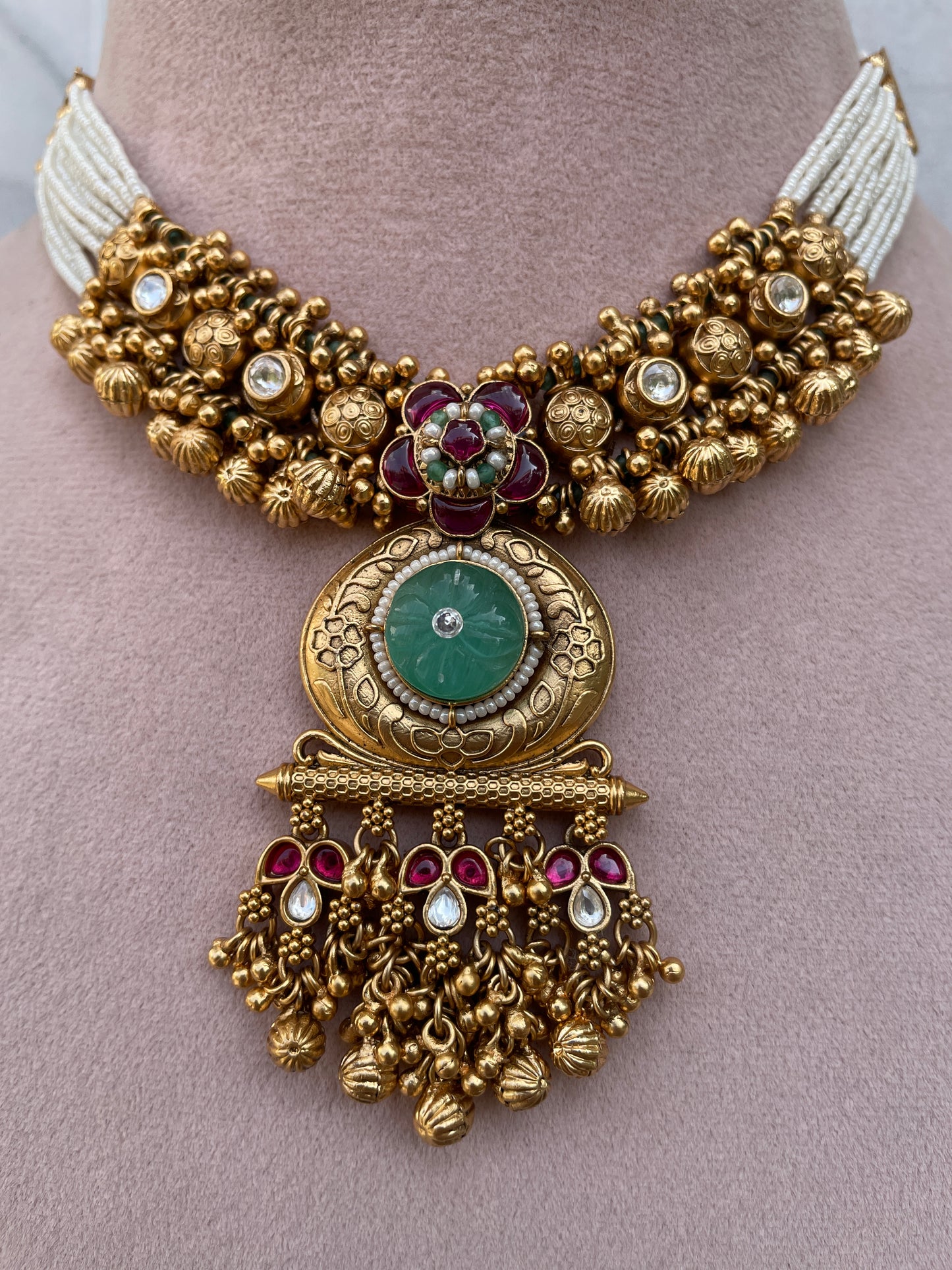 Tatvam Pearl Antique Necklace Set