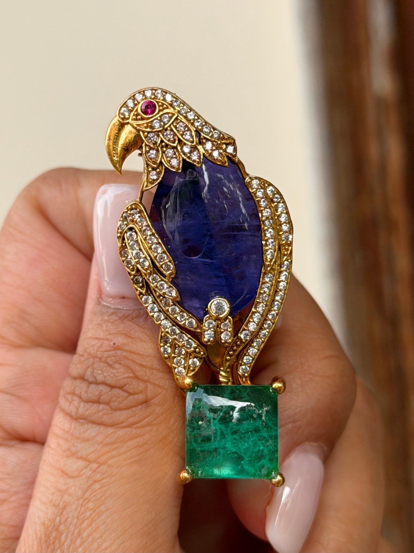 Bagga Eagle Blue Green Zircon Brooch