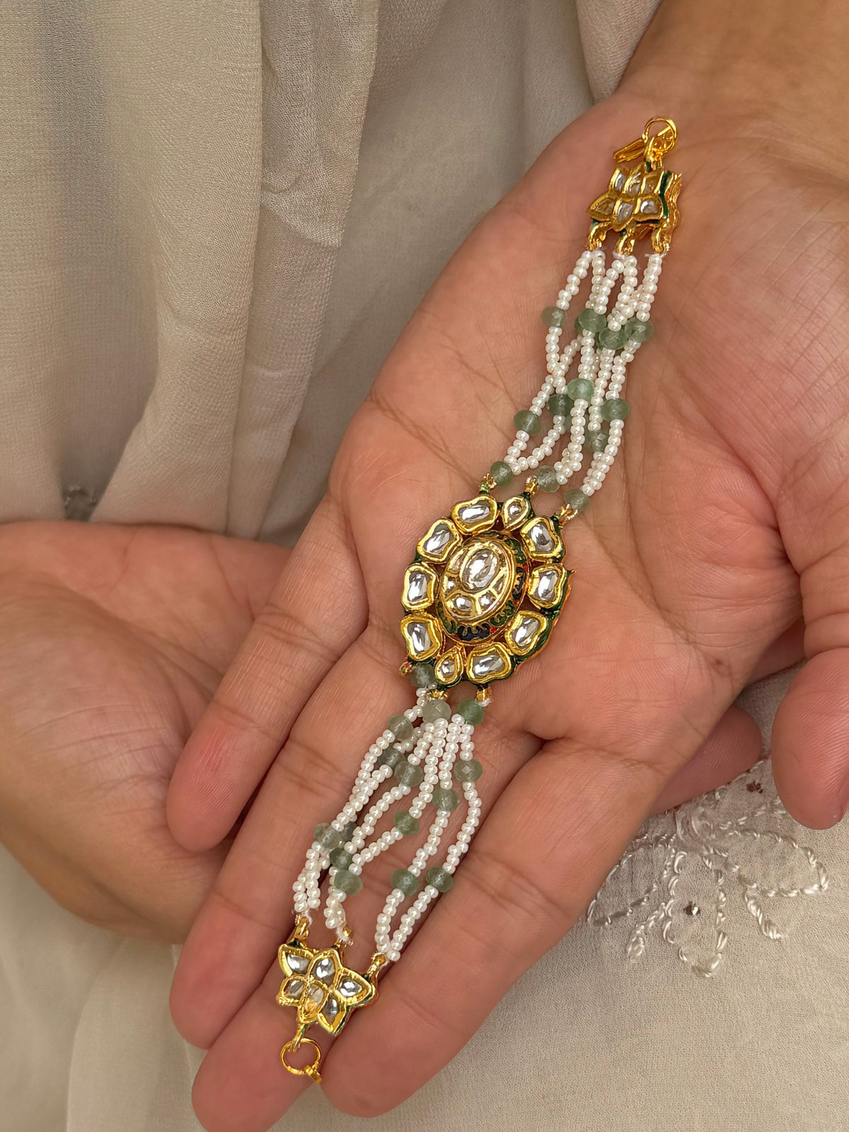 Sahara Green Kundan Bracelet