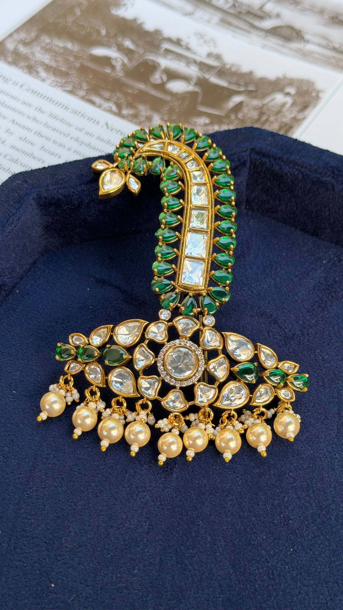 Tejas Green Regal Polki Sarpech