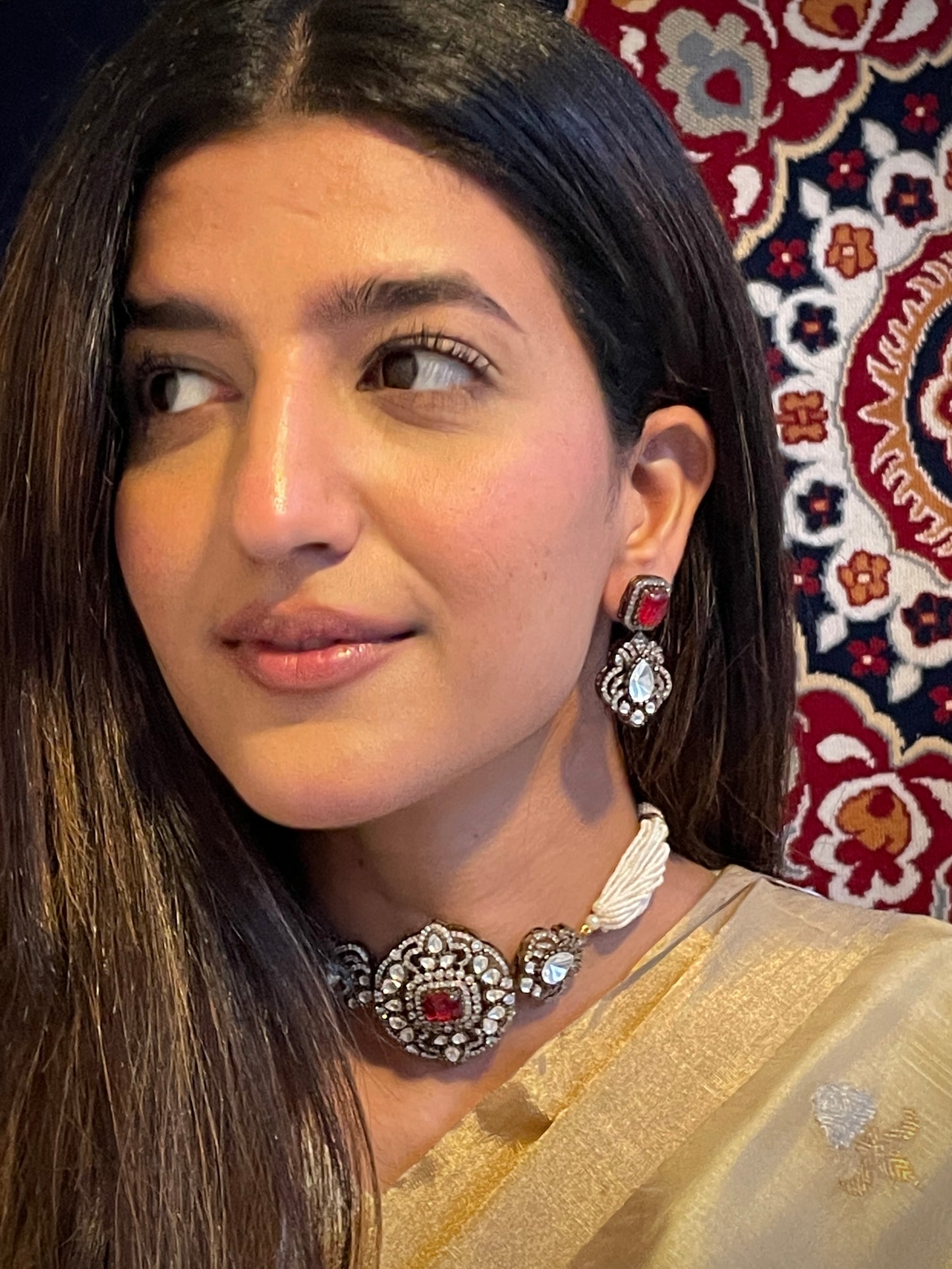 Jharoka Ruby Victorian Choker