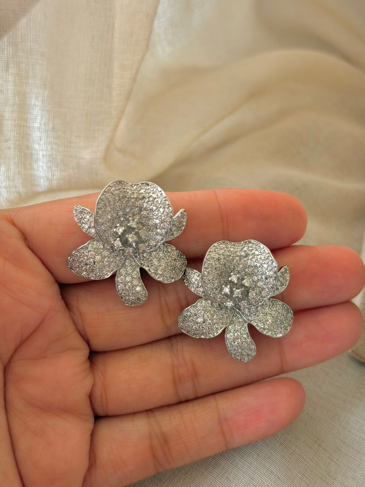 Water Lilly Floral Zircon Earrings