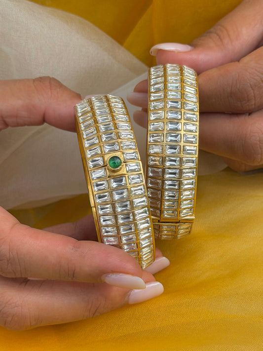 Munim Polki Kundan Jadau Openable Bangle - Set of 2