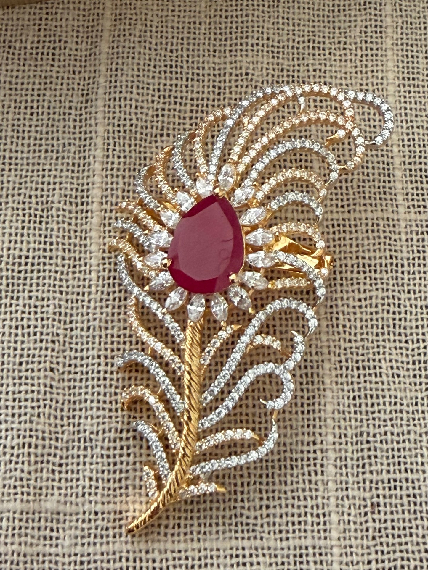 Prekshit Ruby Two Tone Brooch