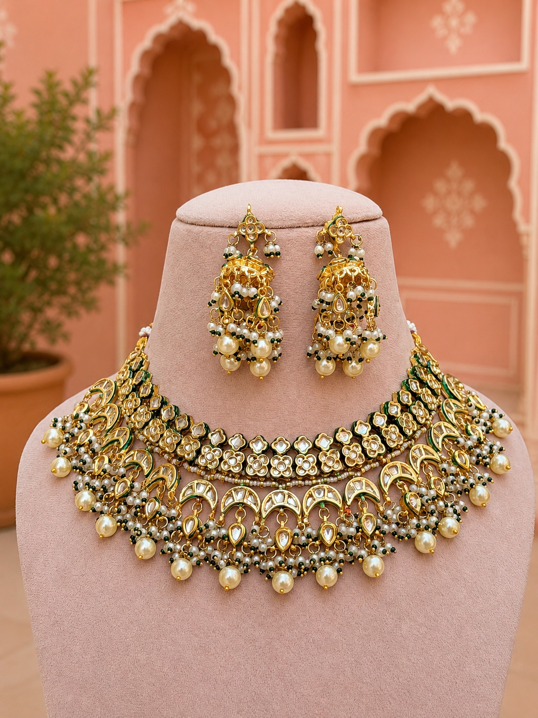Niharika Jadau Kundan Bridal Necklace Set for Women for Wedding & Festive Wear