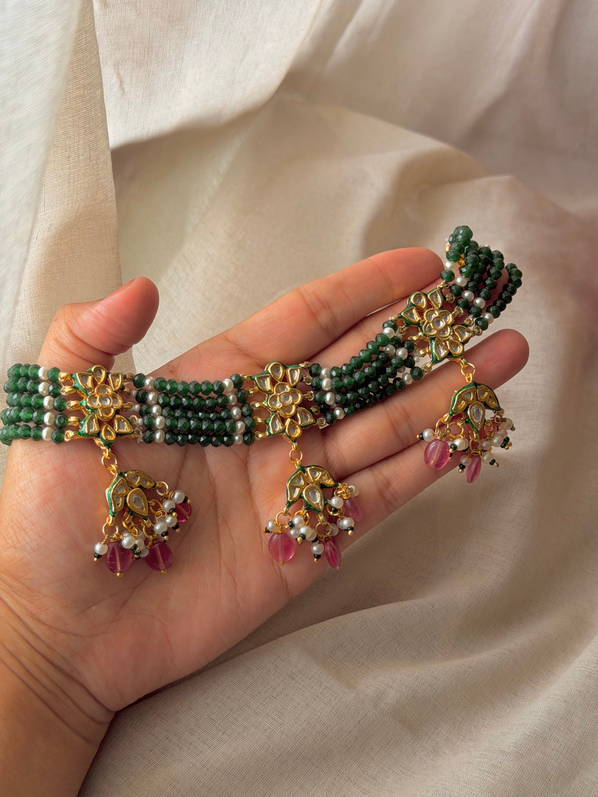Mridula Green Polki Choker Necklace Set
