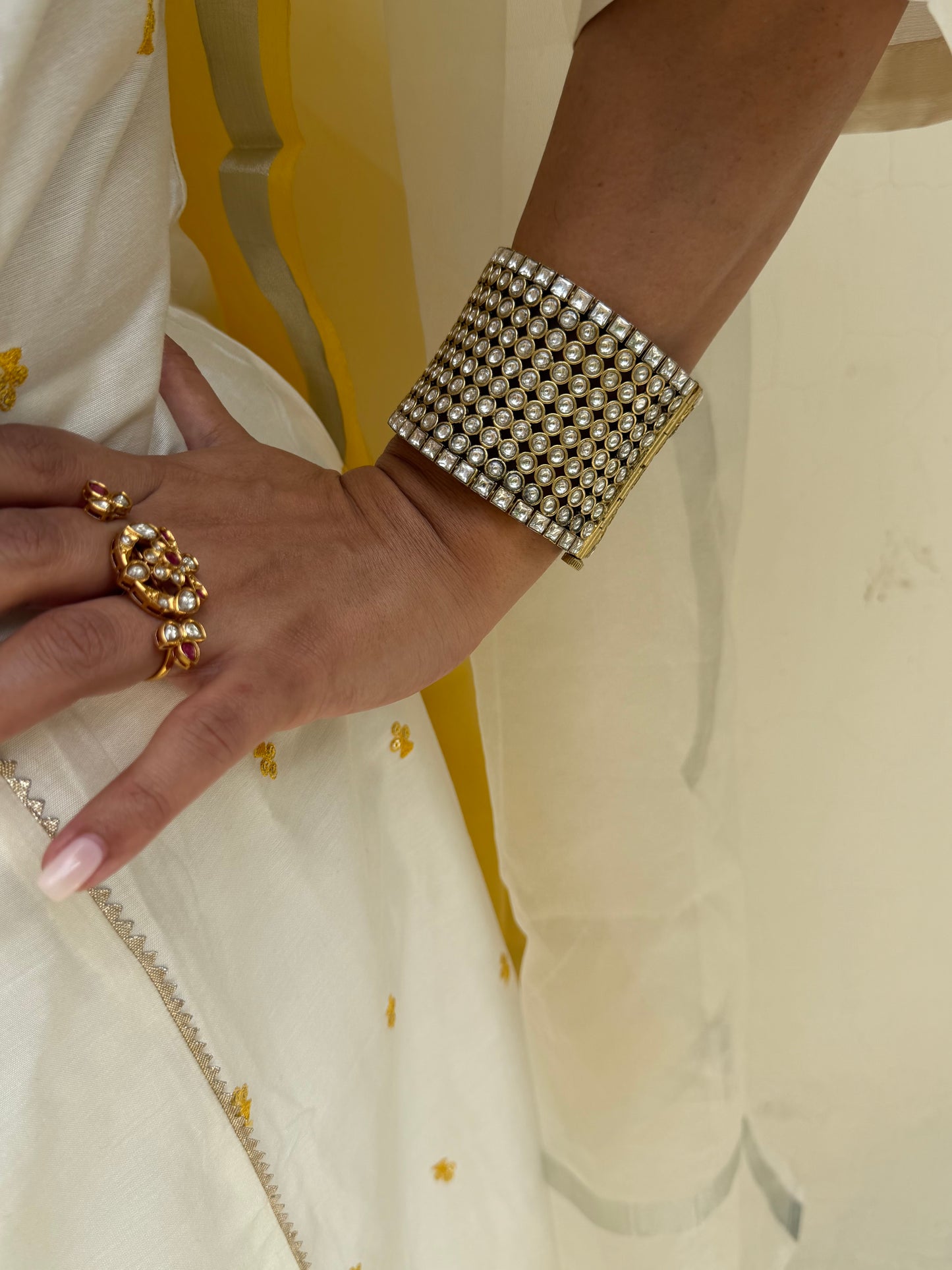 Kavya Kundan Statement Bangle- One size fits 2.4-2.6