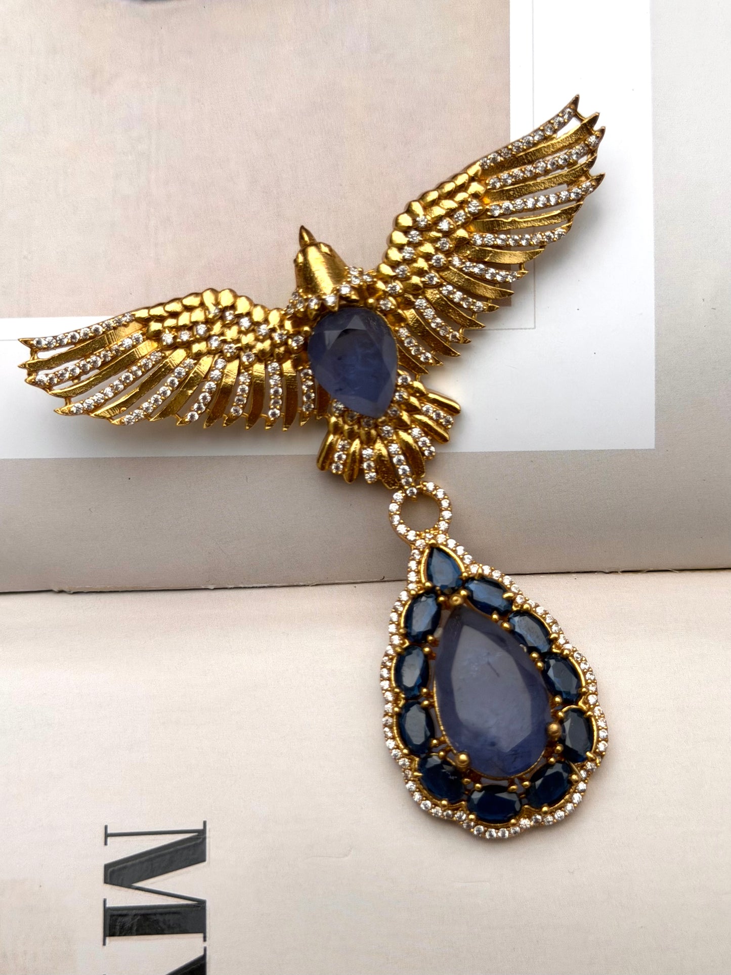 Orhan Bird Brooch - Sapphire Blue