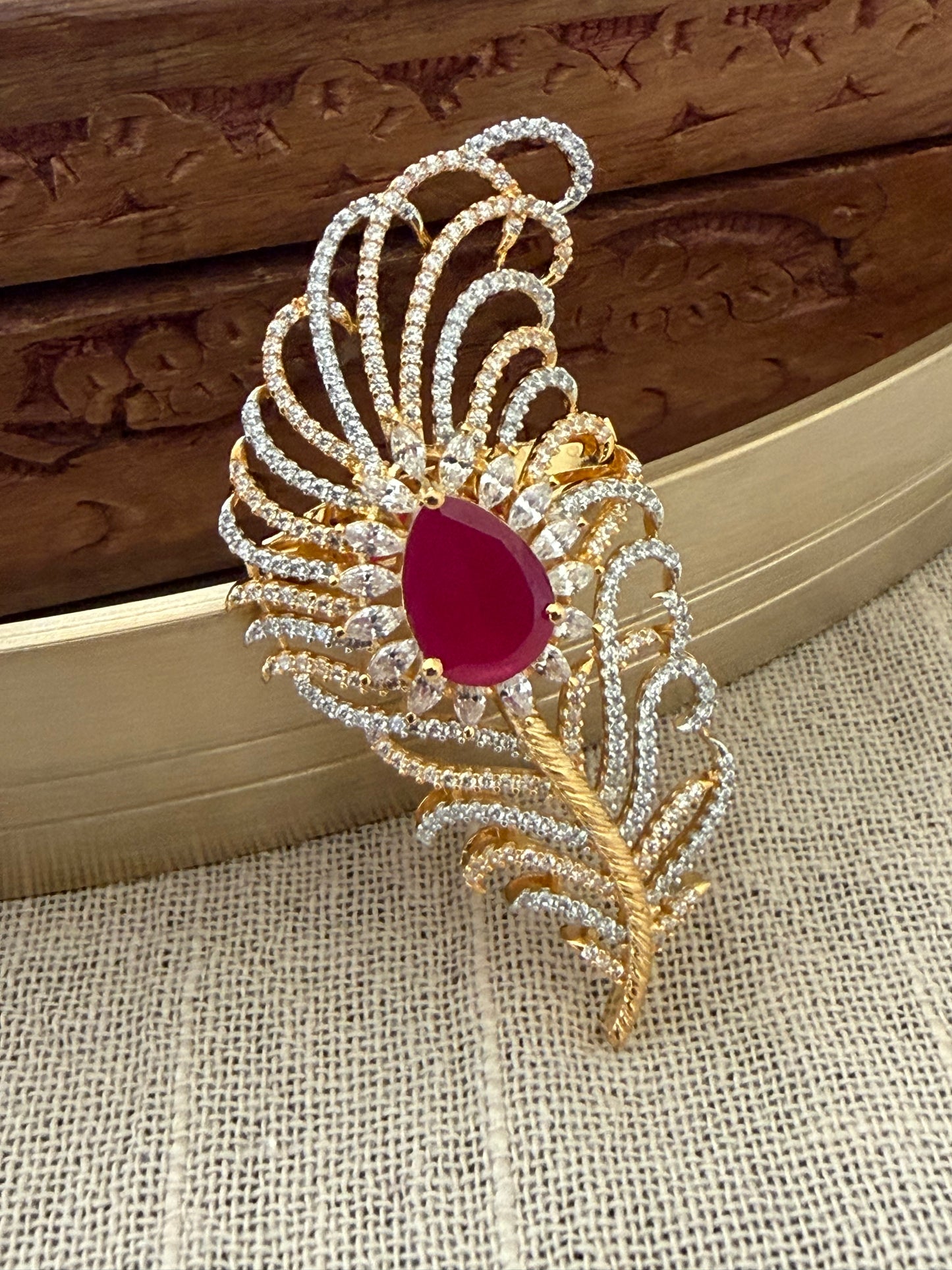 Prekshit Ruby Two Tone Brooch