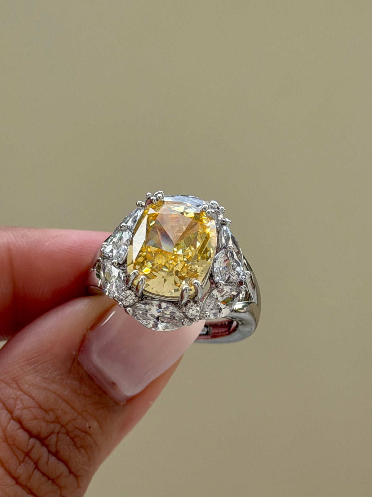 Haseena Yellow Diamond Zircon Ring- Adjustable