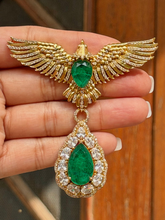 Orhan Bird Brooch - Emerald