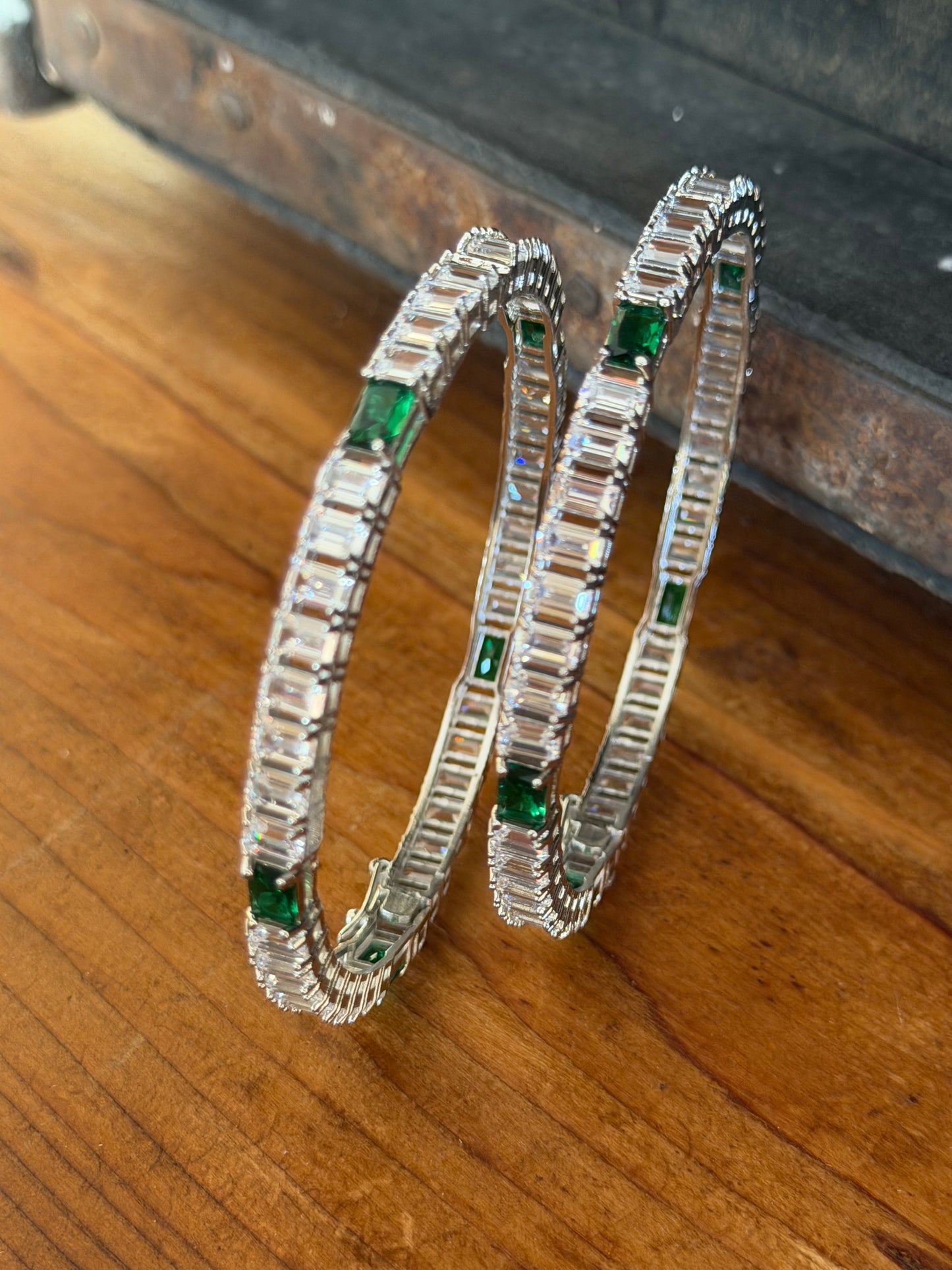 Dua Green Zircon Openable Bangles