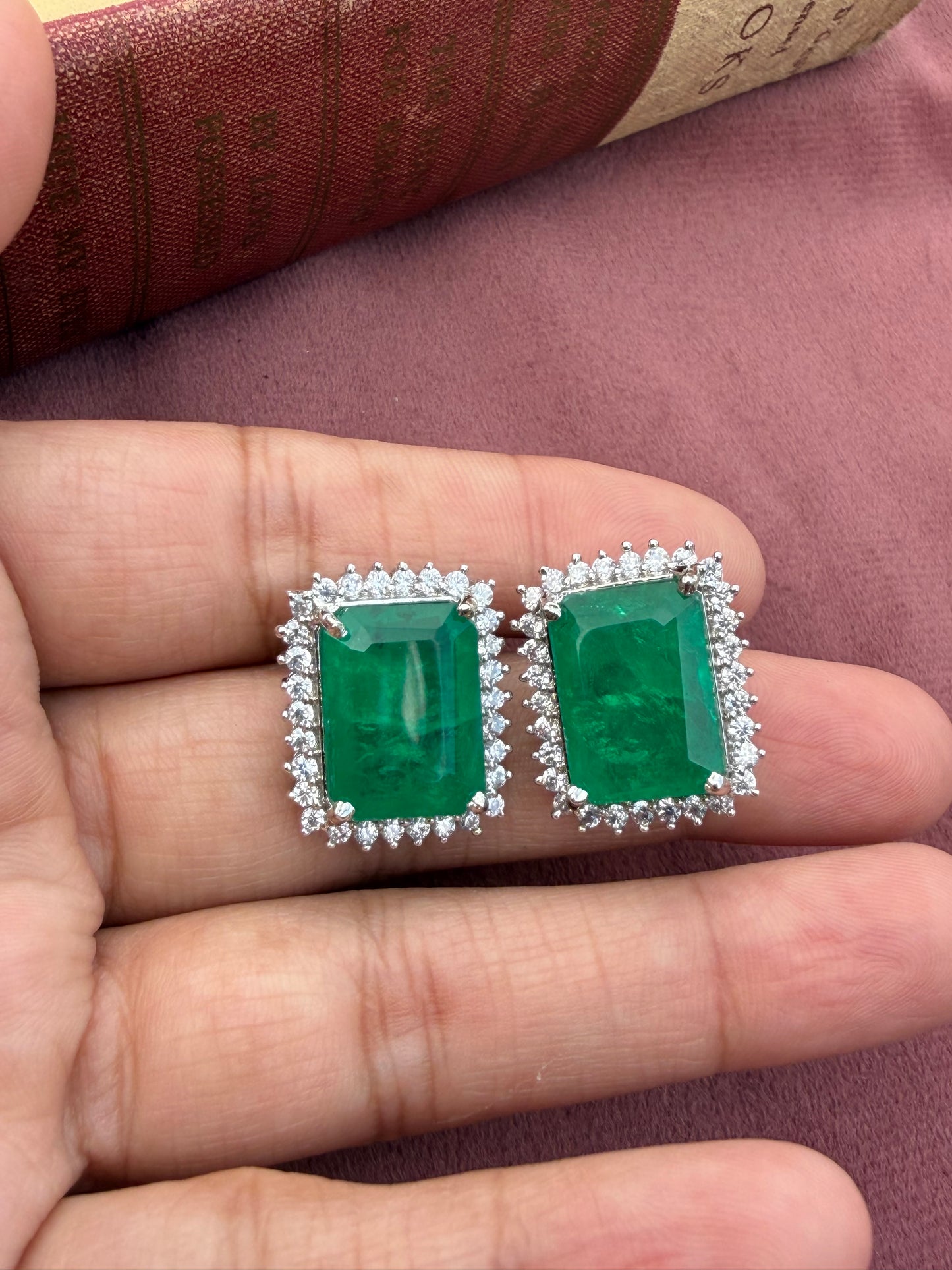 Stuti Emerald Zircon Stud Earrings