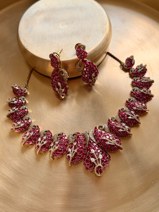 Padma Ambi Paisley Ruby Necklace Set