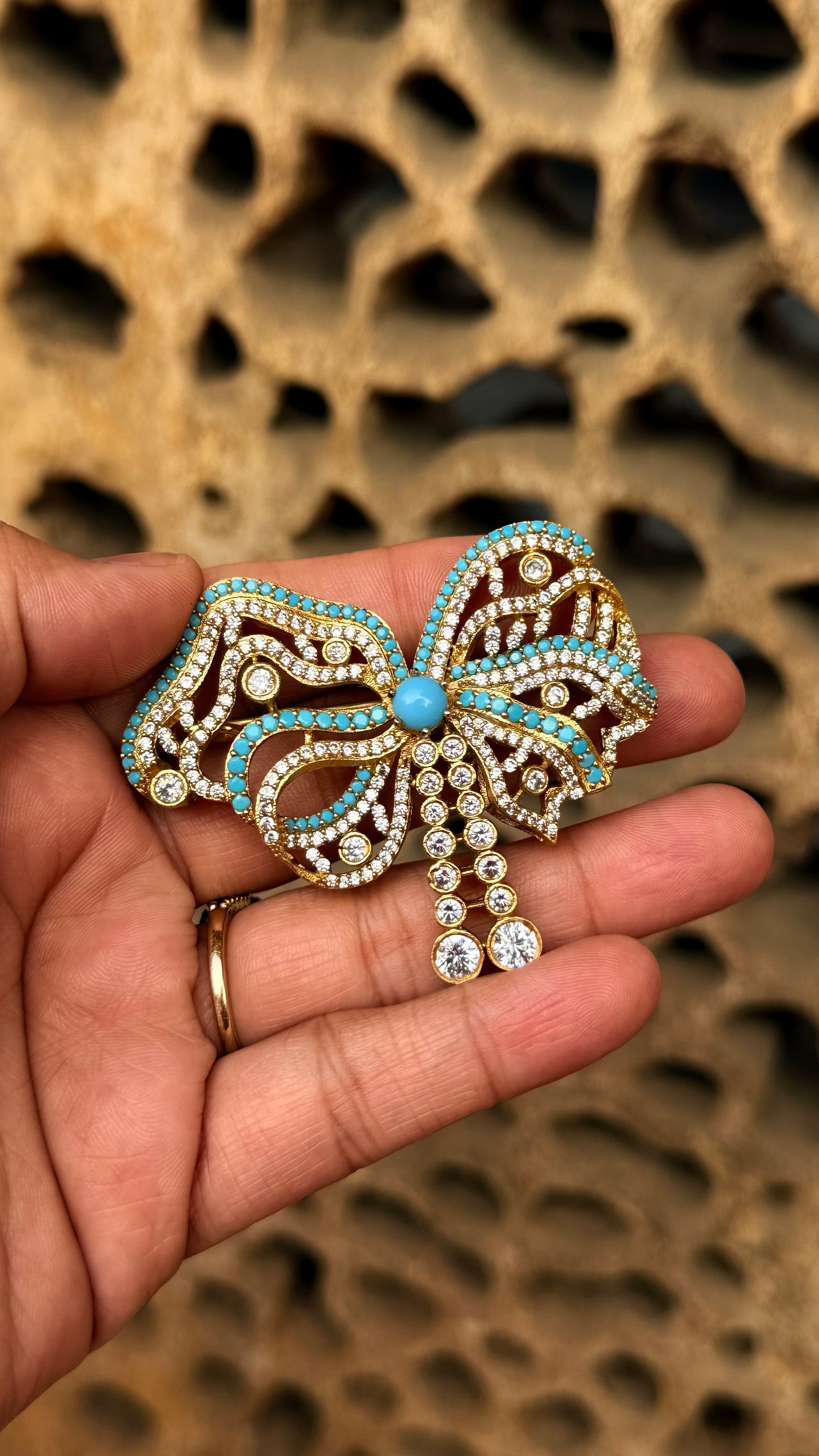 Bow Brooch- Turquoise