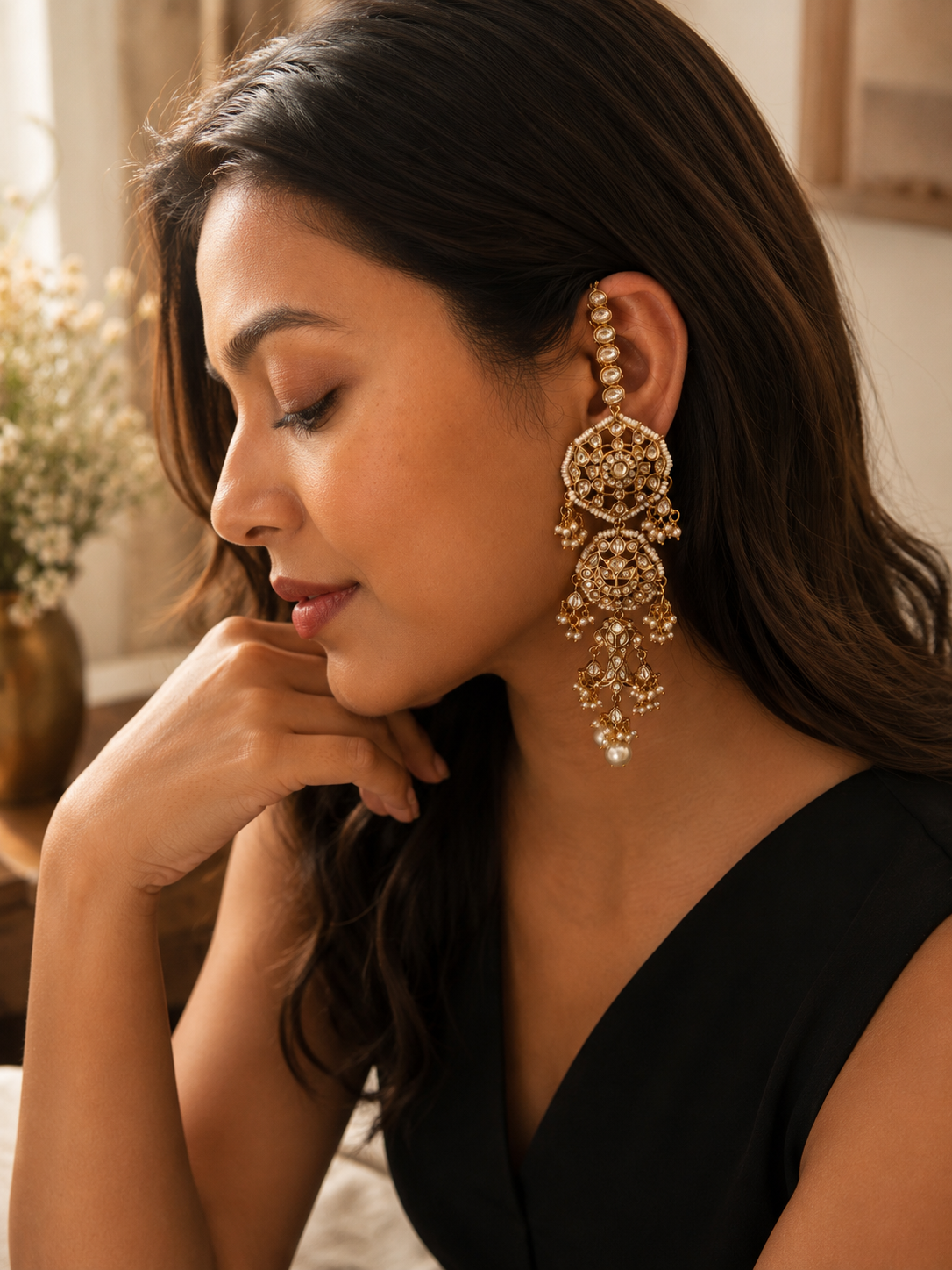 Ananta Magar Jodi White Chaandbaali Earrings