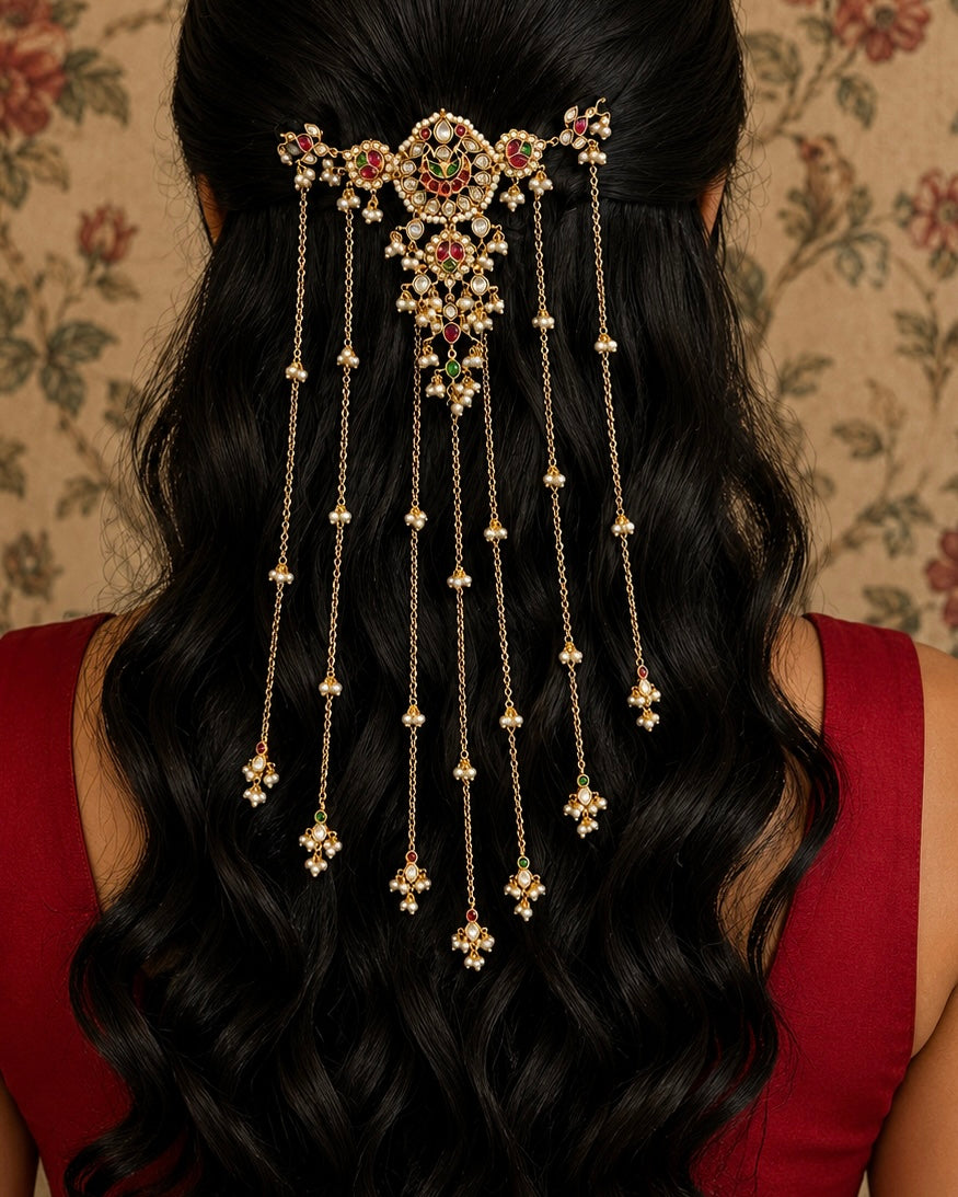 Mahsa Kundan HairClip for Mehendi and Bridal Hairstyle