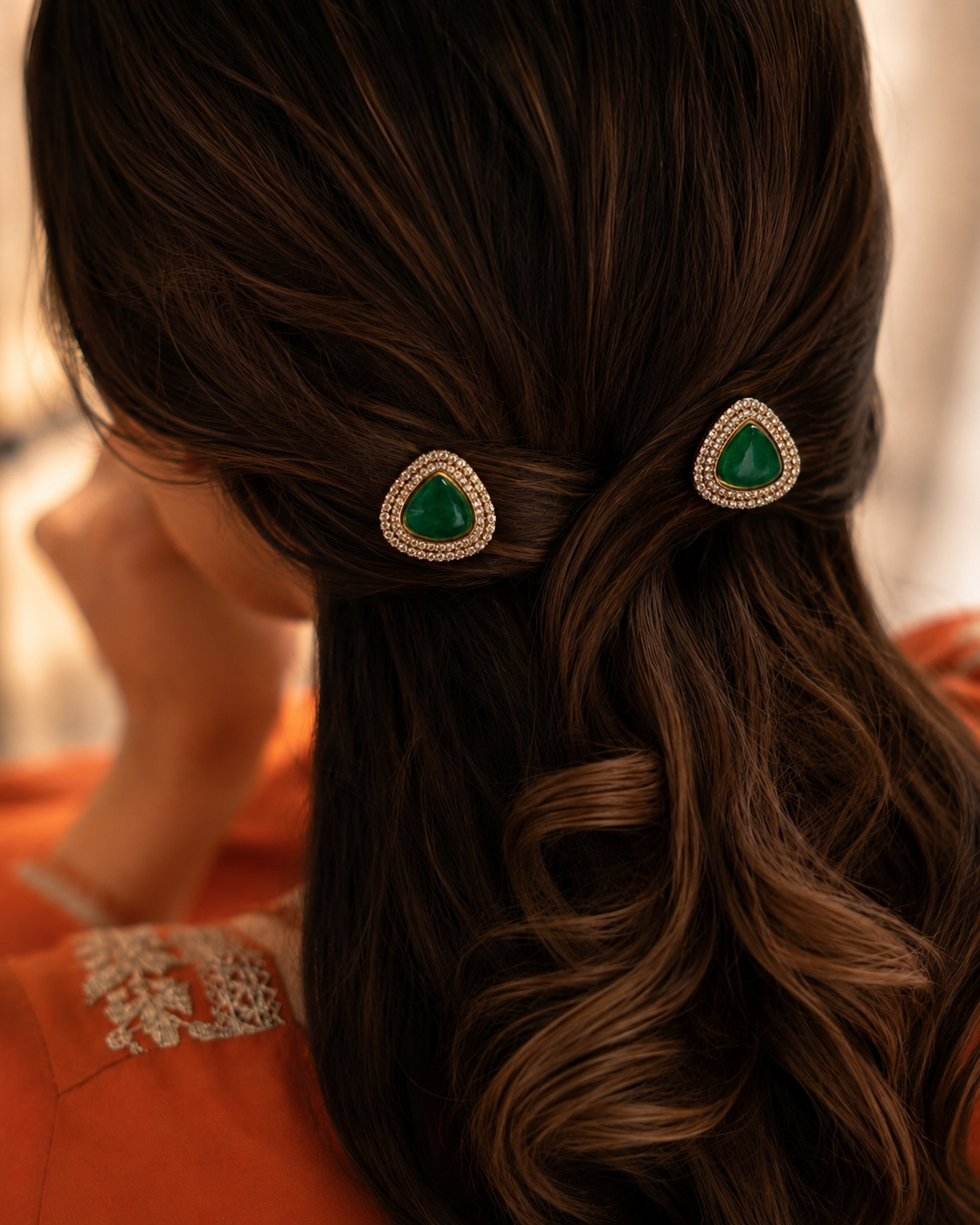 Emerald Hair Clip Set