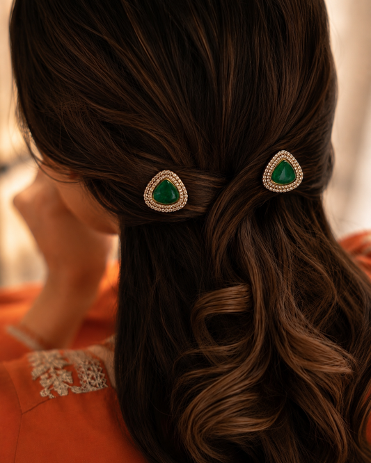 Emerald Hair Clip Set