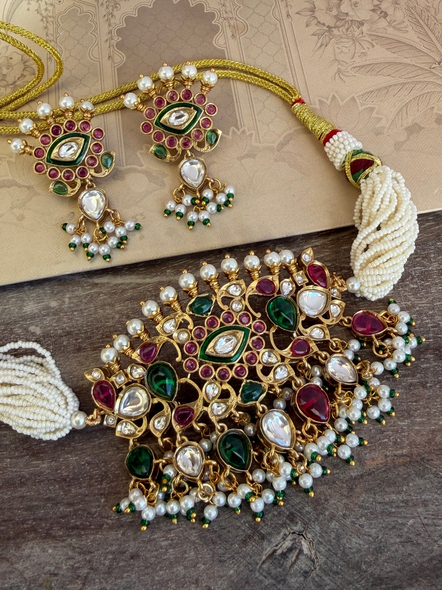 Aarohi Multicolour Polki Choker  Necklace Set