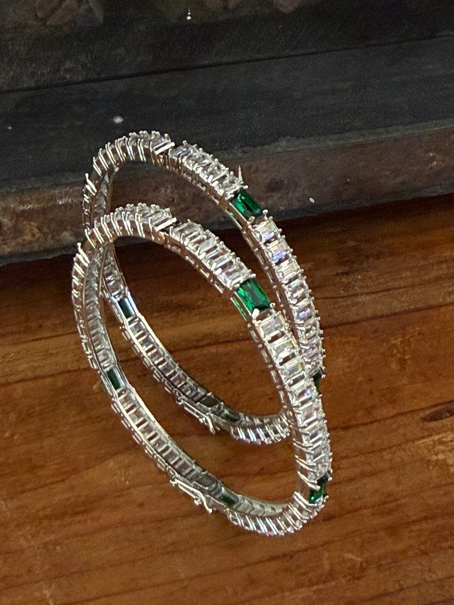 Dua Green Zircon Openable Bangles