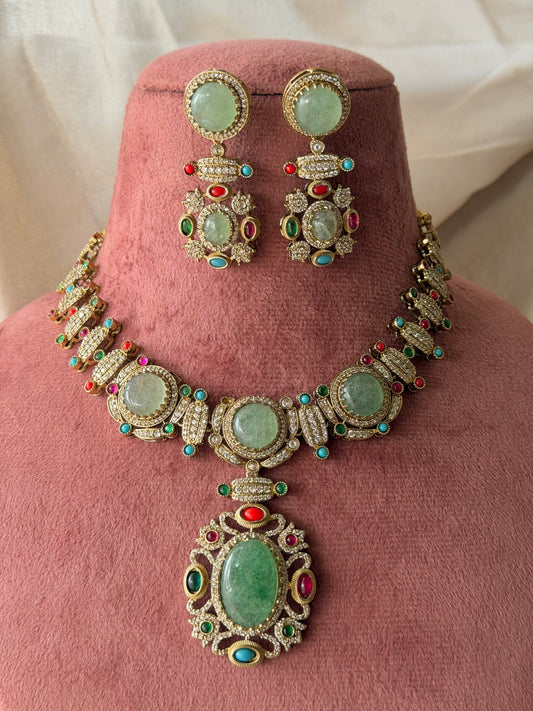 Silvia Multistone Fusion Zircon Necklace Set