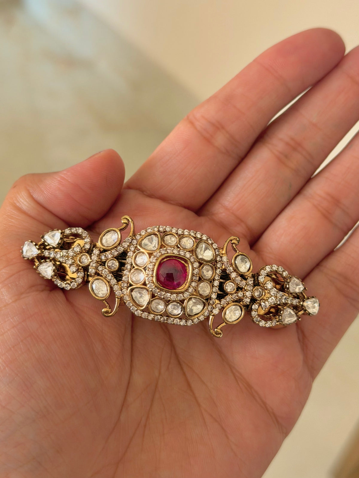 Rohza Ruby Red Polki Hairclip