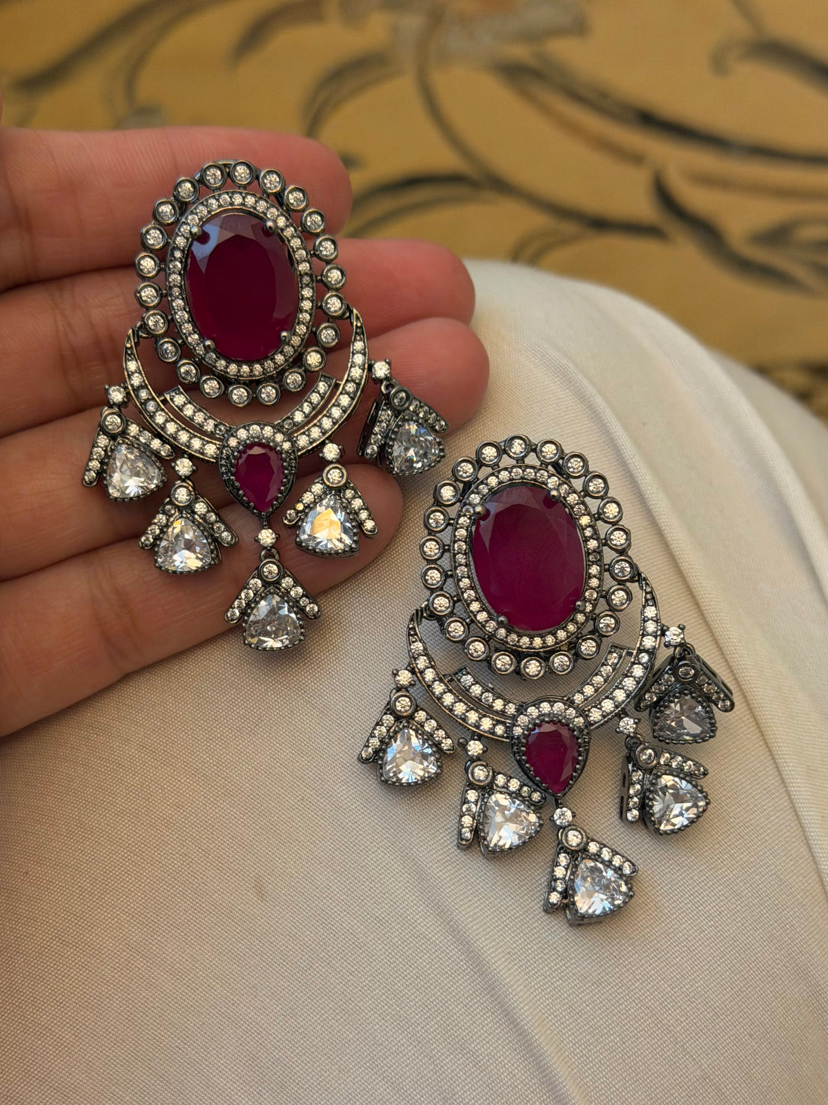 Tarnika Ruby Antique Partywear Earrings