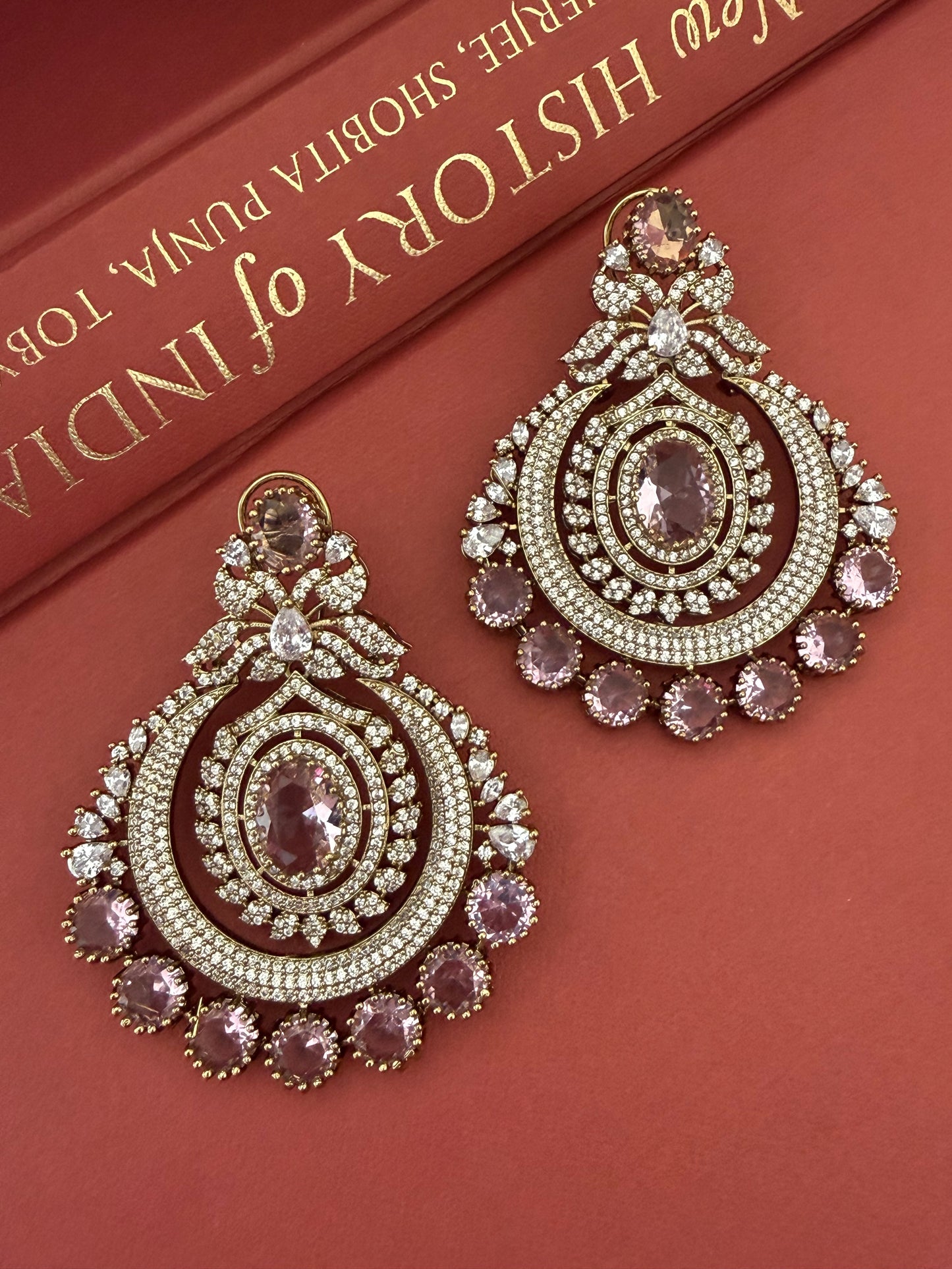 Savina Pink Chaandbaali Earrings