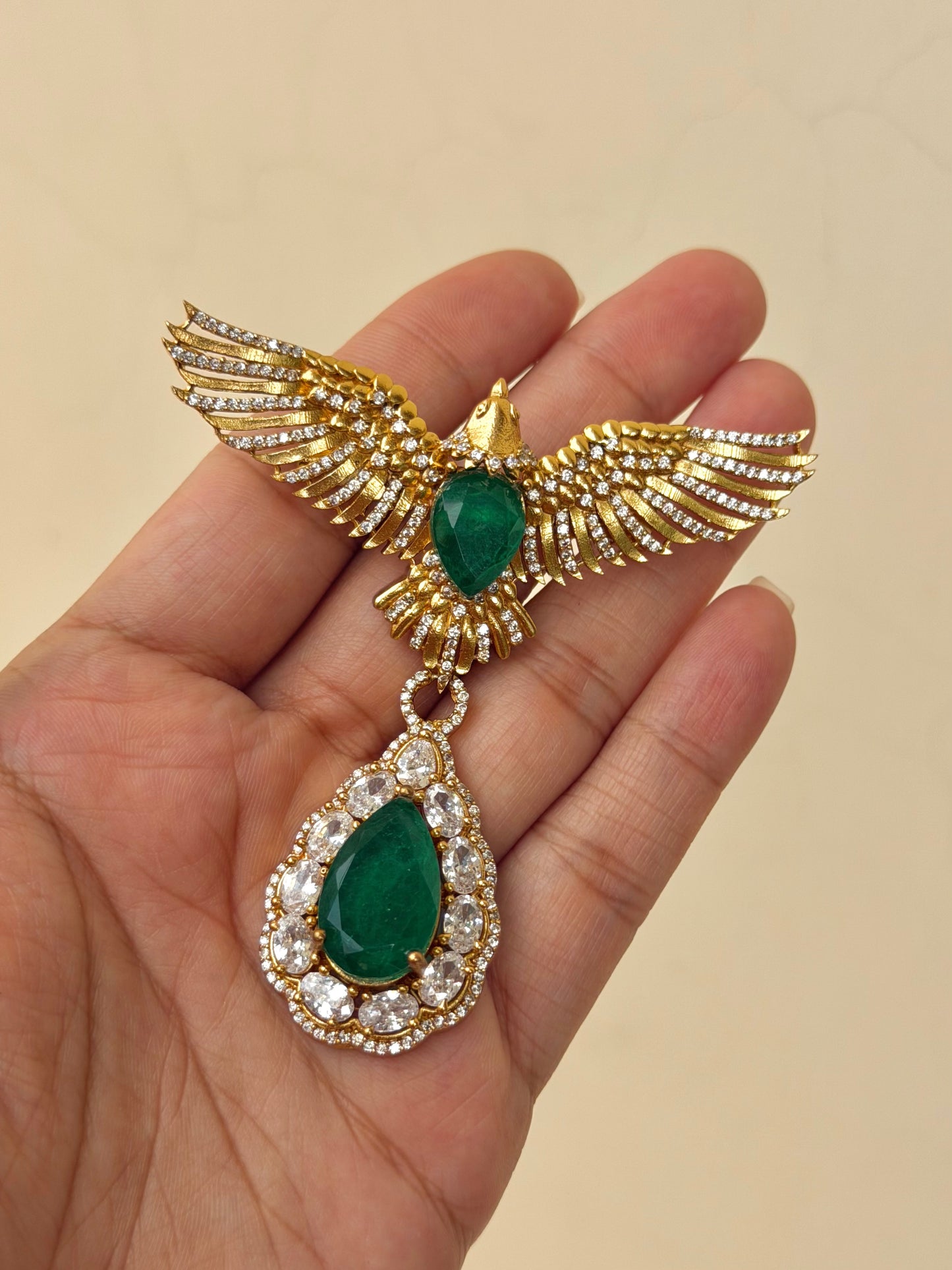 Orhan Bird Brooch - Emerald