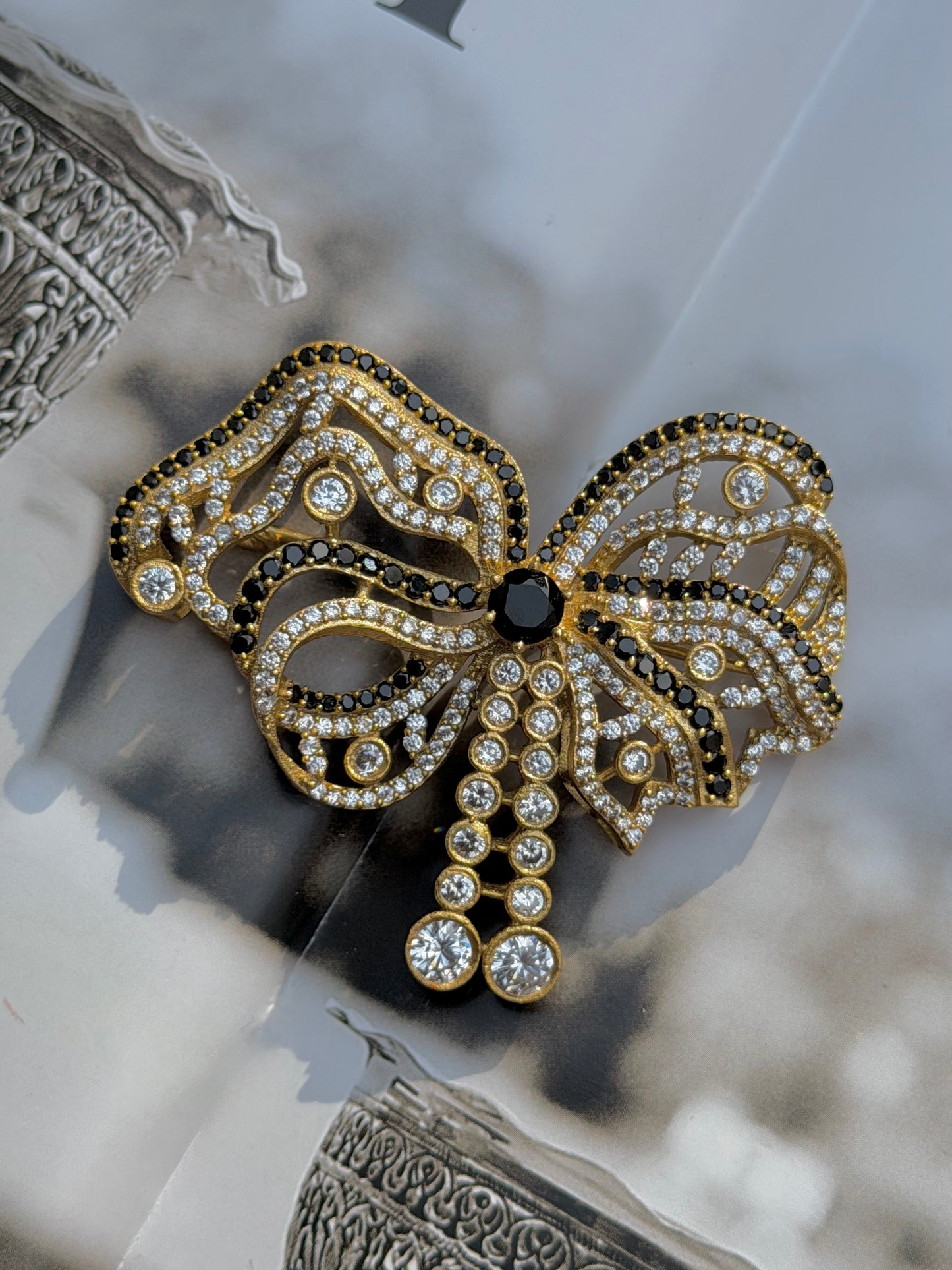 Birmingham Bow Victorian Brooch- Black Ribbon