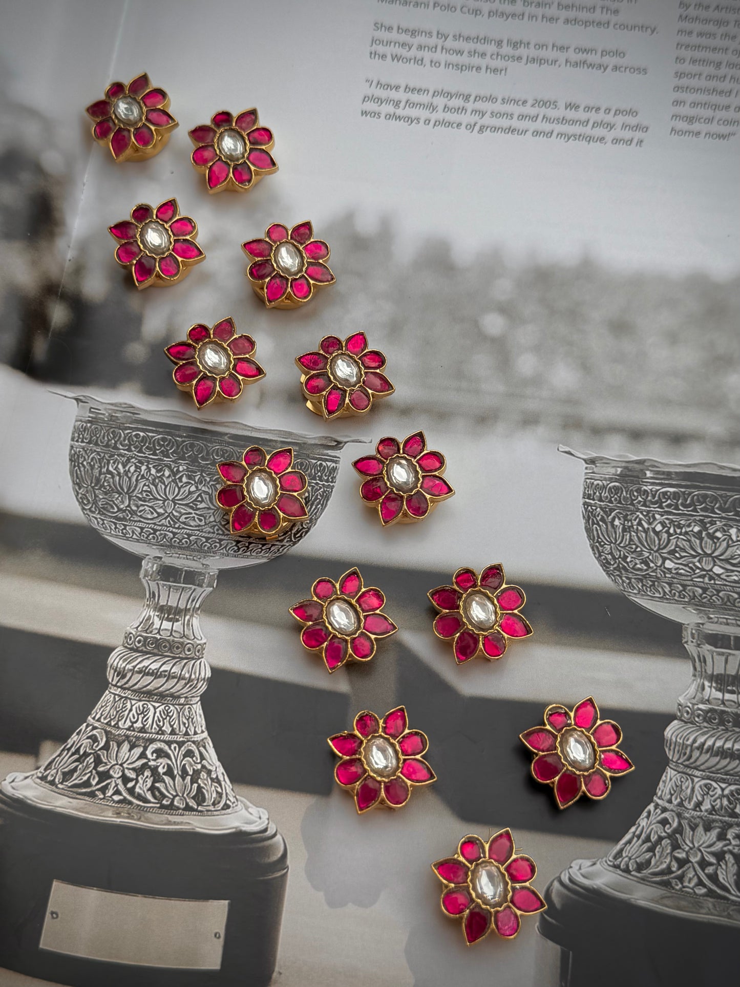 Kamyen Kundan Kurta/Shirt Button Set of 3