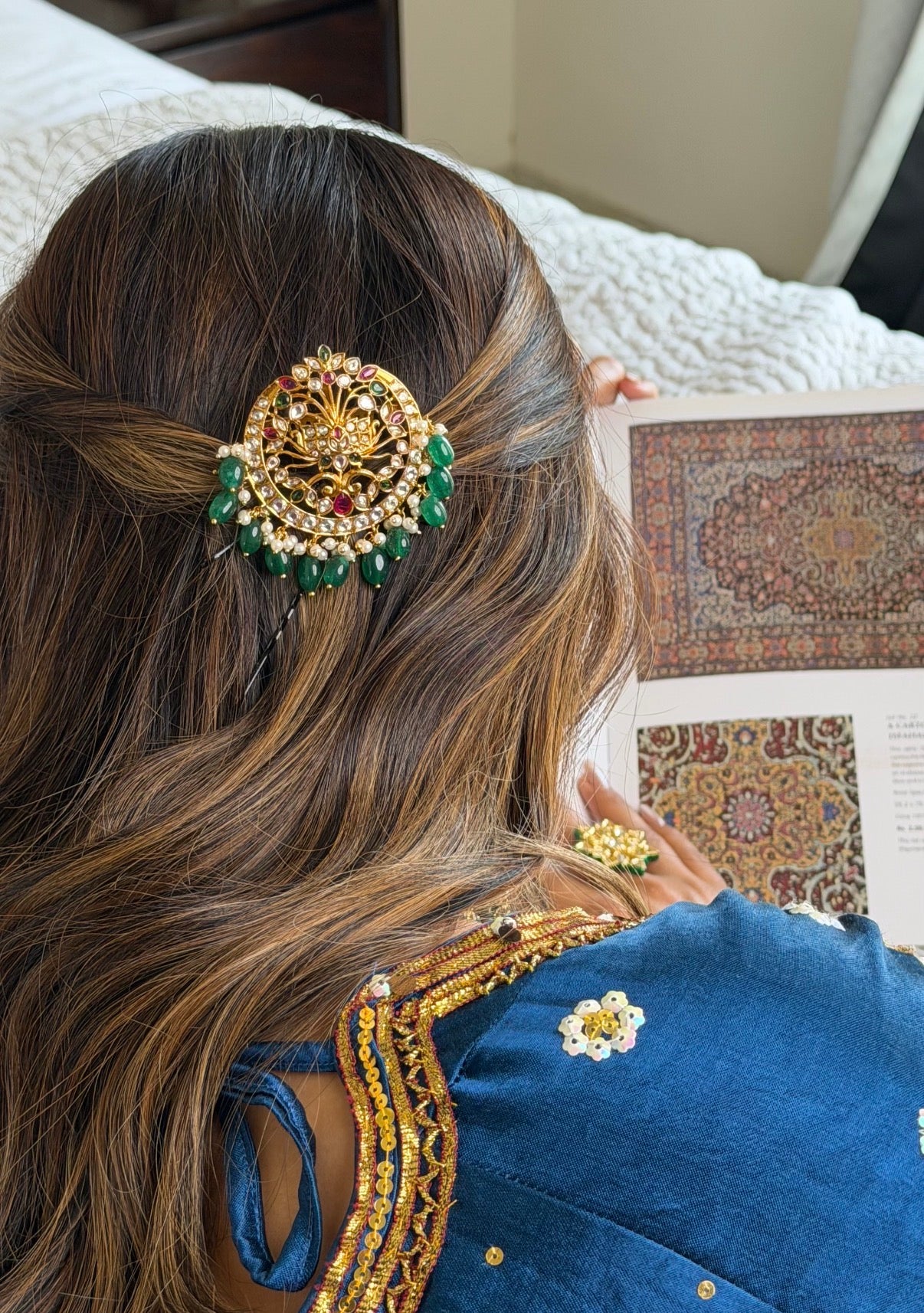 Vaara Kundan Polki HairClip for Festive and Weddings