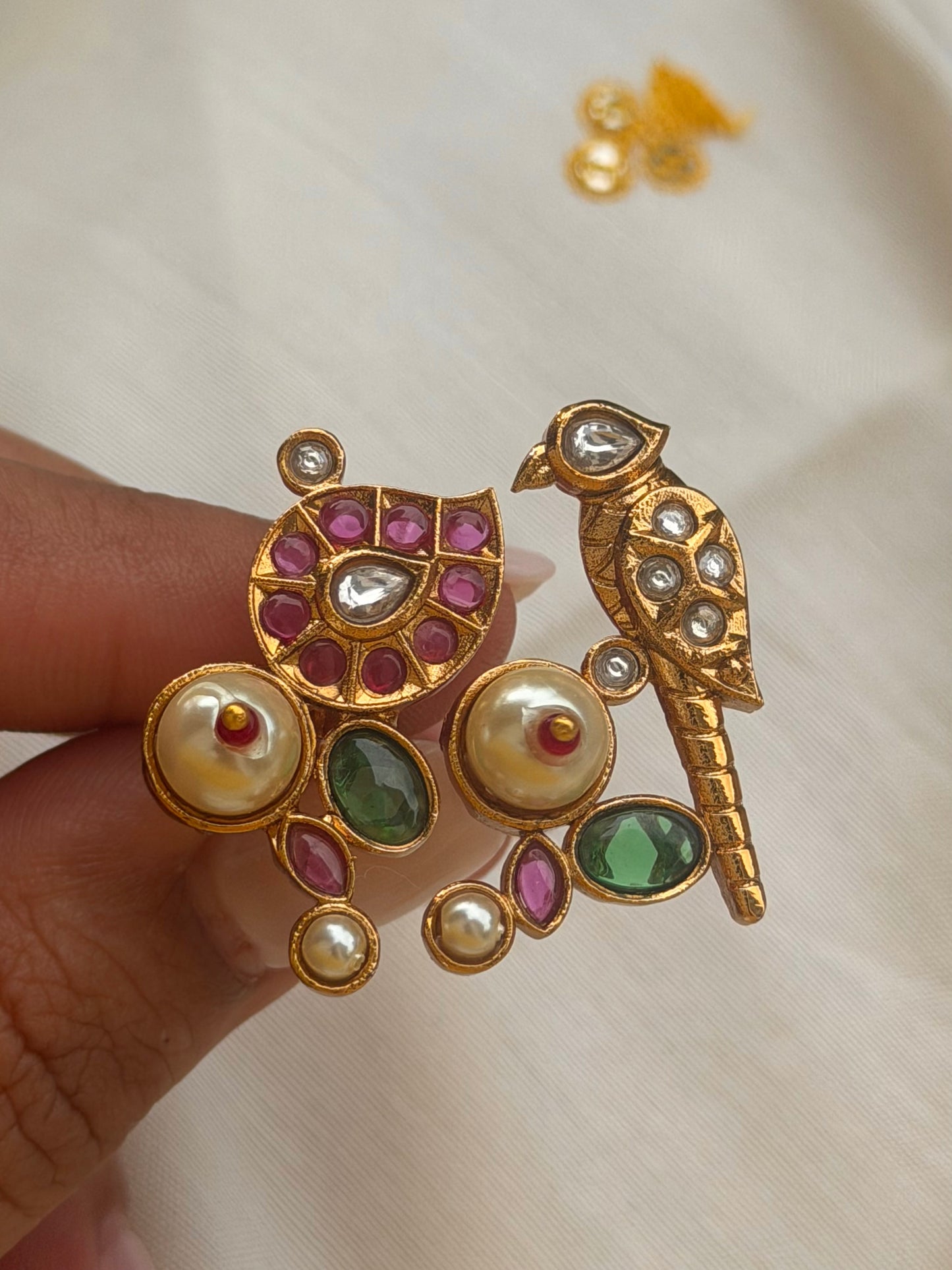 Arfa Kundan Polki Bird Ring