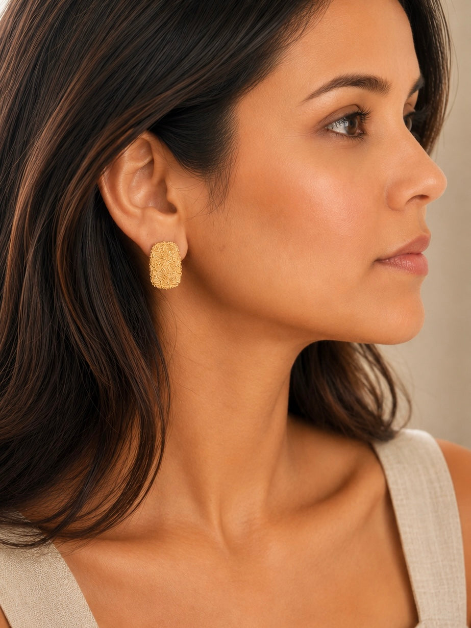 Aria Textured Gold Studs
