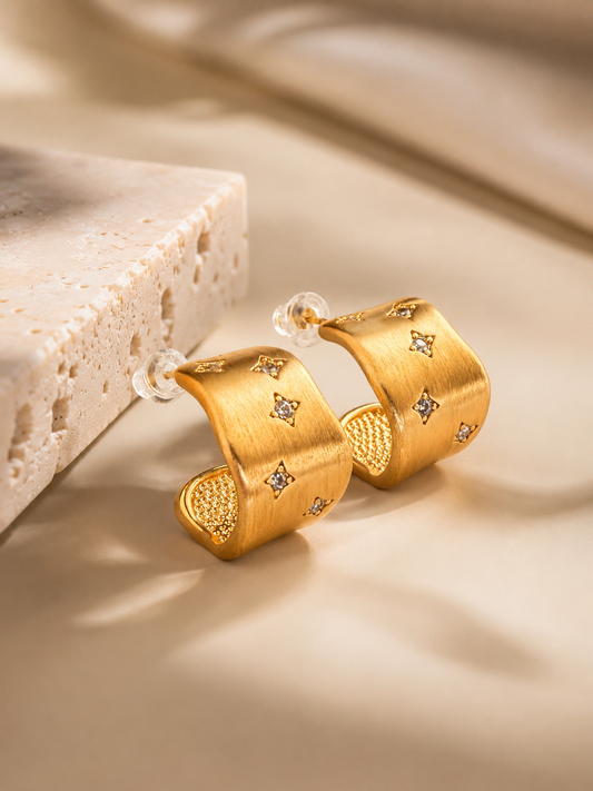 Jeanie Brushed Gold Hoops