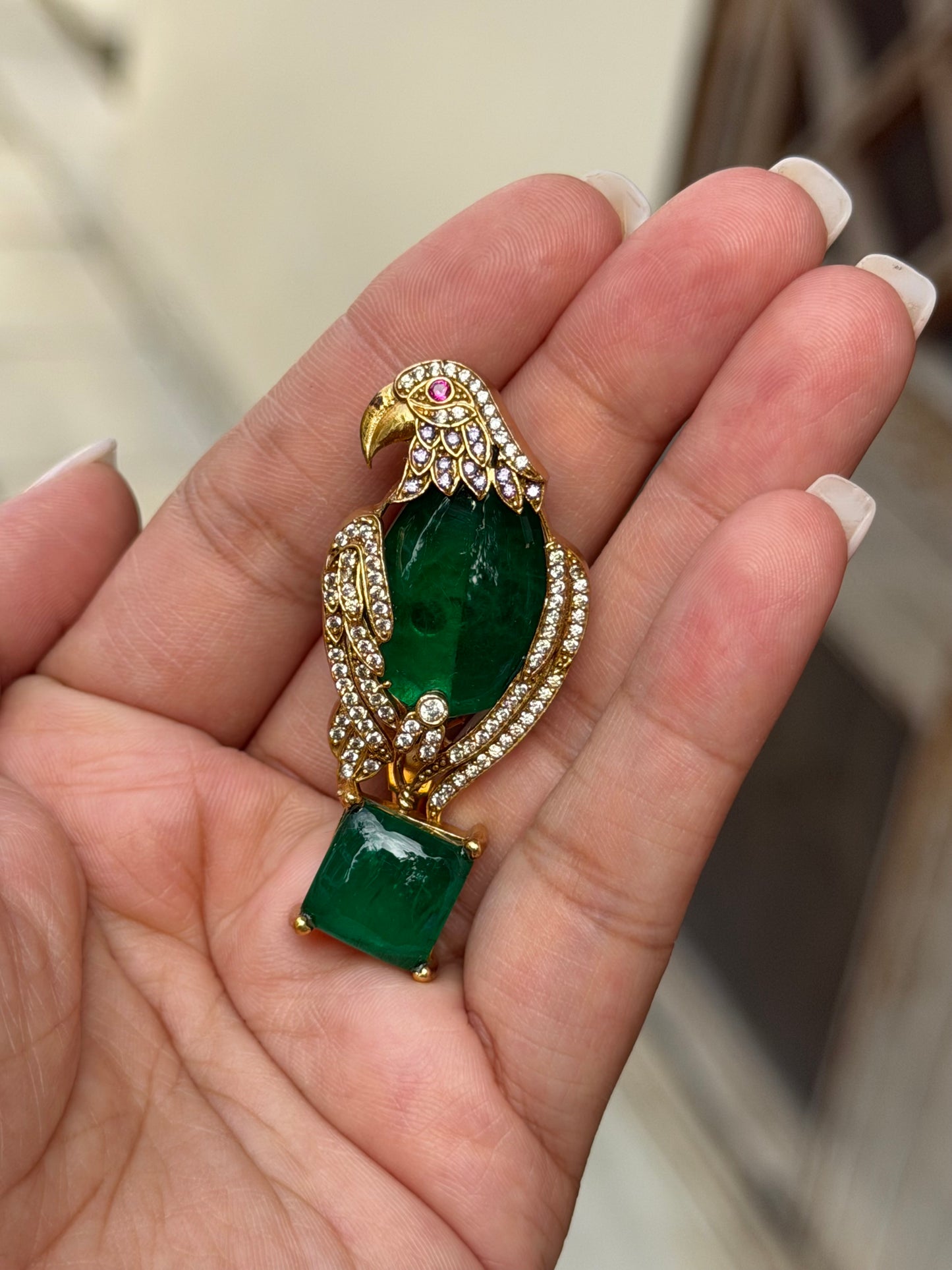 Bagga Eagle Green Zircon Brooch