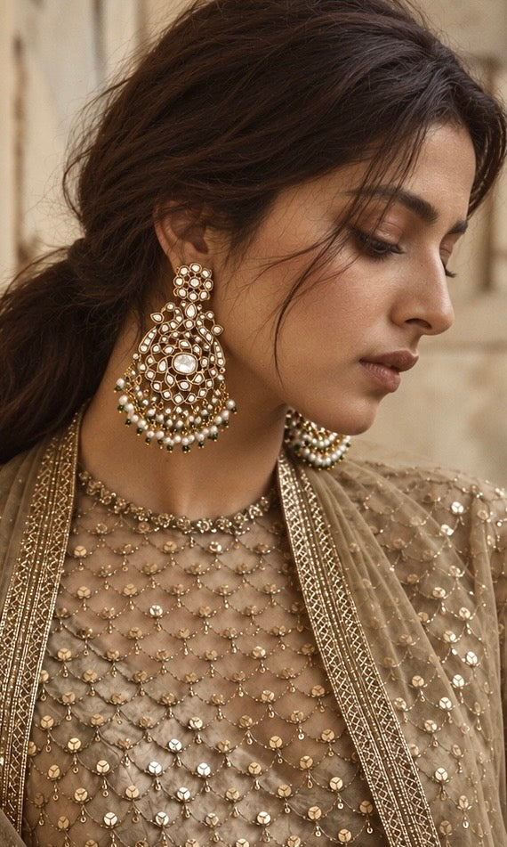 Made to Order -Upasna White Polki Jadau Real Look Earrings