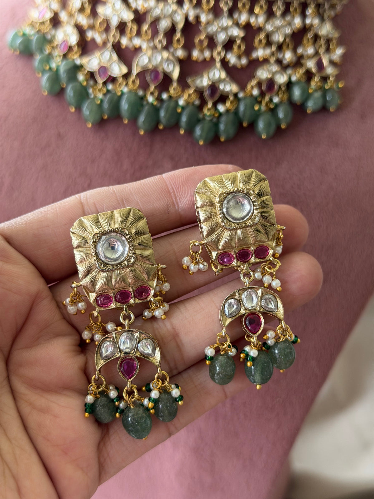 Sabira Antique Gold Polki Choker Necklace Set
